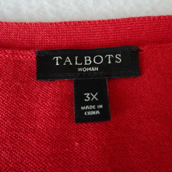 Talbots Cardigan Shrug Sweater Women's Plus Size 3X Red Open Front Short Sleeve - Picture 5 of 6